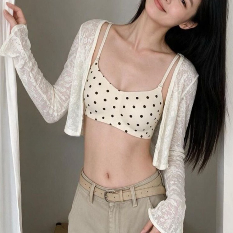 Bralette Wireless Soft - Bralette Wanita Polka Dot Tanpa Kawat